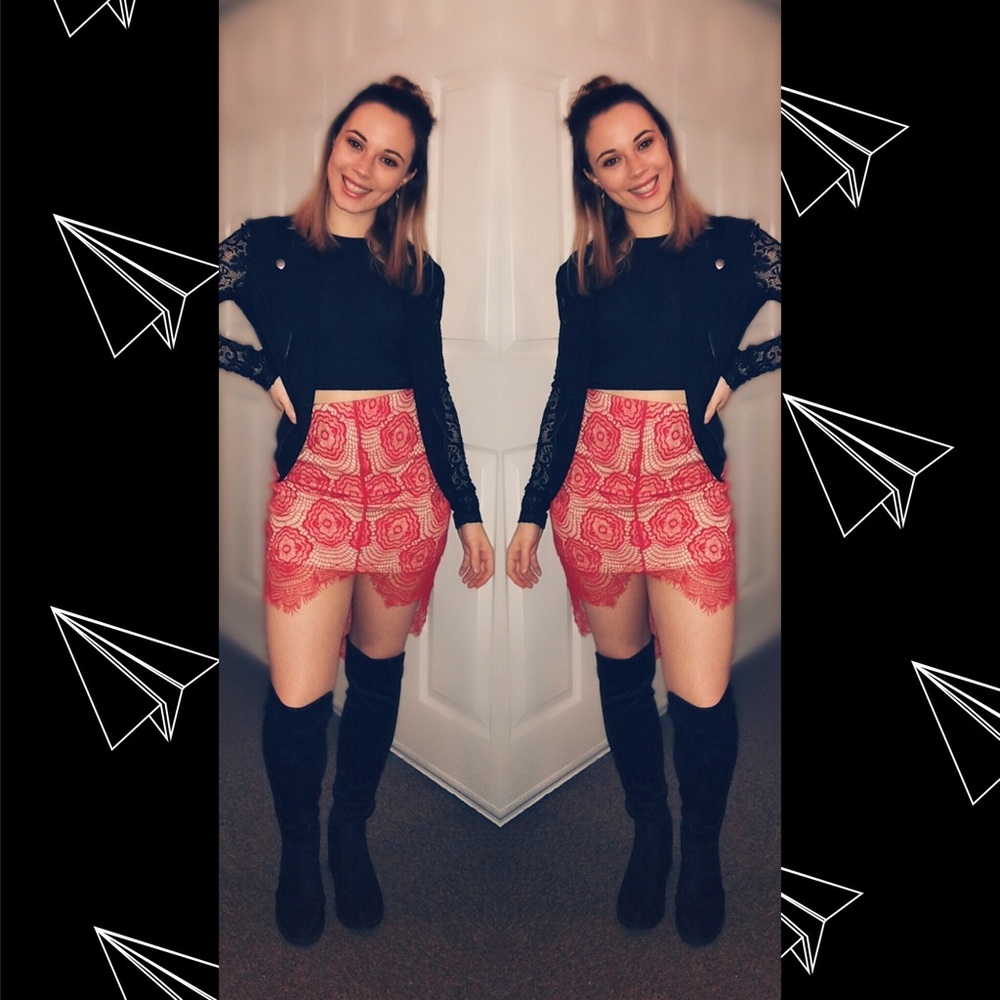 Lace High Low Pencil Skirt